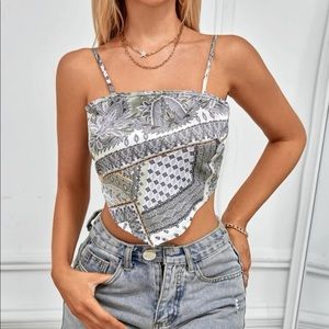 SHEIN Tie Back Bandana Satin Top